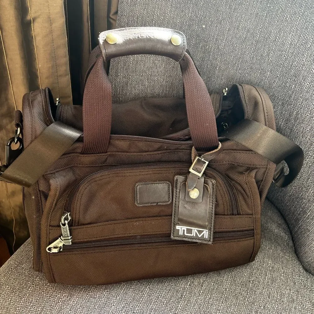 TUMI Dark Brown Ballistic Alpha Sport Carry On Duffel Bag
